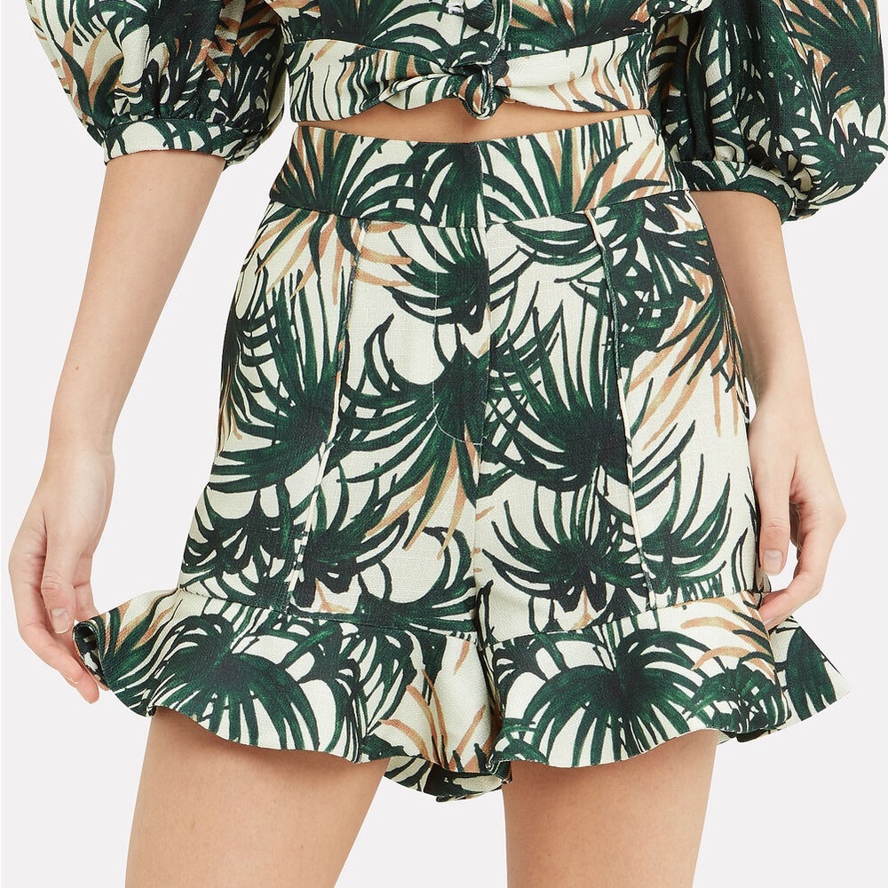 PatBO Palm print ruffle shorts - size 2